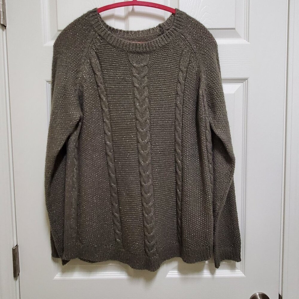 Dark Gray Cable Knit Sparkle Sweater